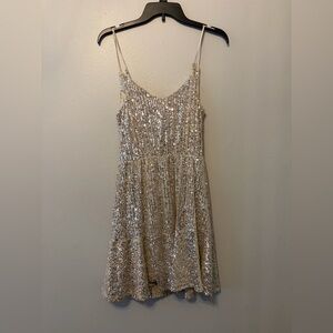 SO Shimmering Silver Sequin Dress